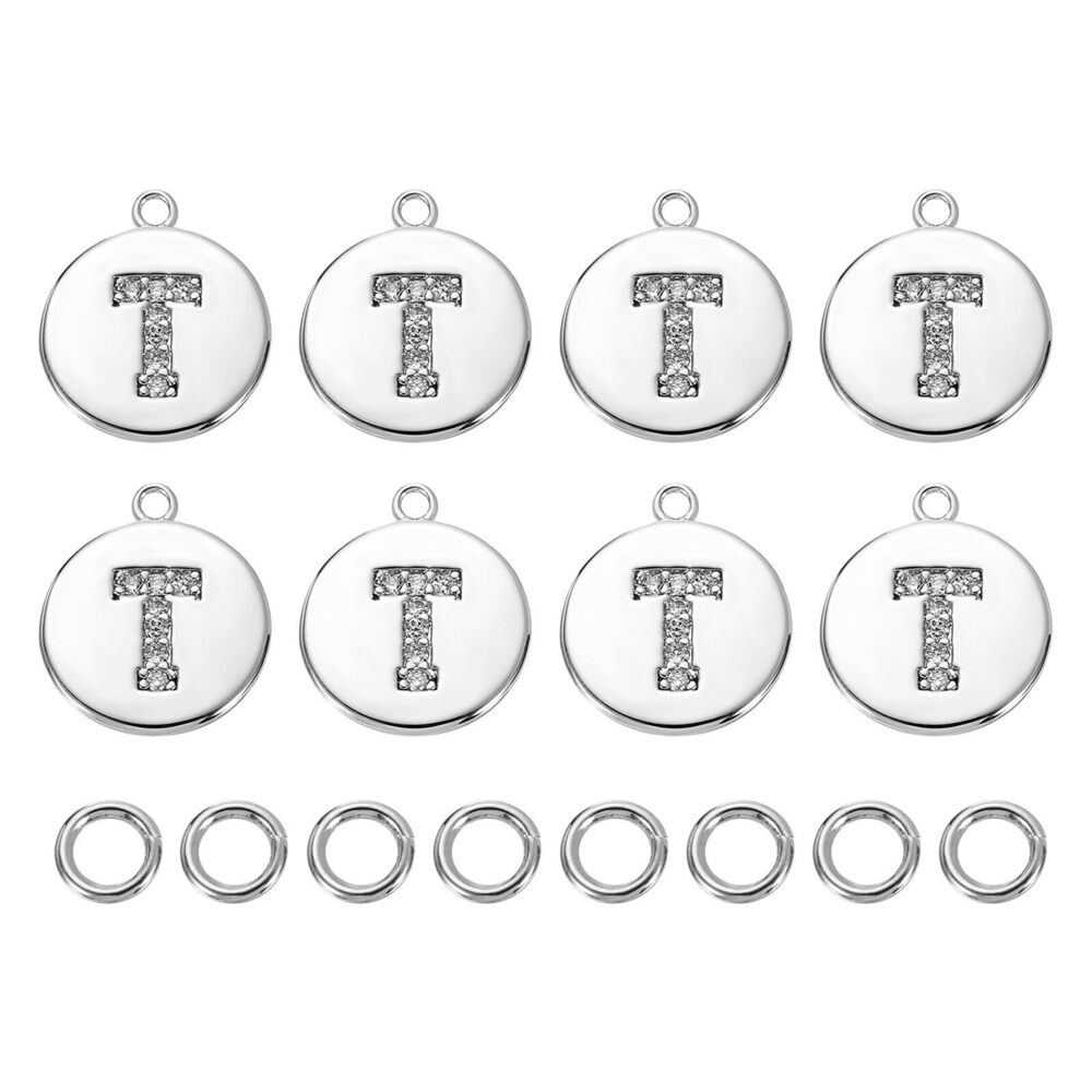 4559 8 Pcs Letter Charm Bulk Initial Charm Round Alphabet Charm Pendant